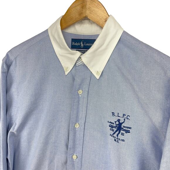 Ralph Lauren RLPC Lawn Tennis Long Sleeve Button Down Mens Large Blue - Picture 1 of 8